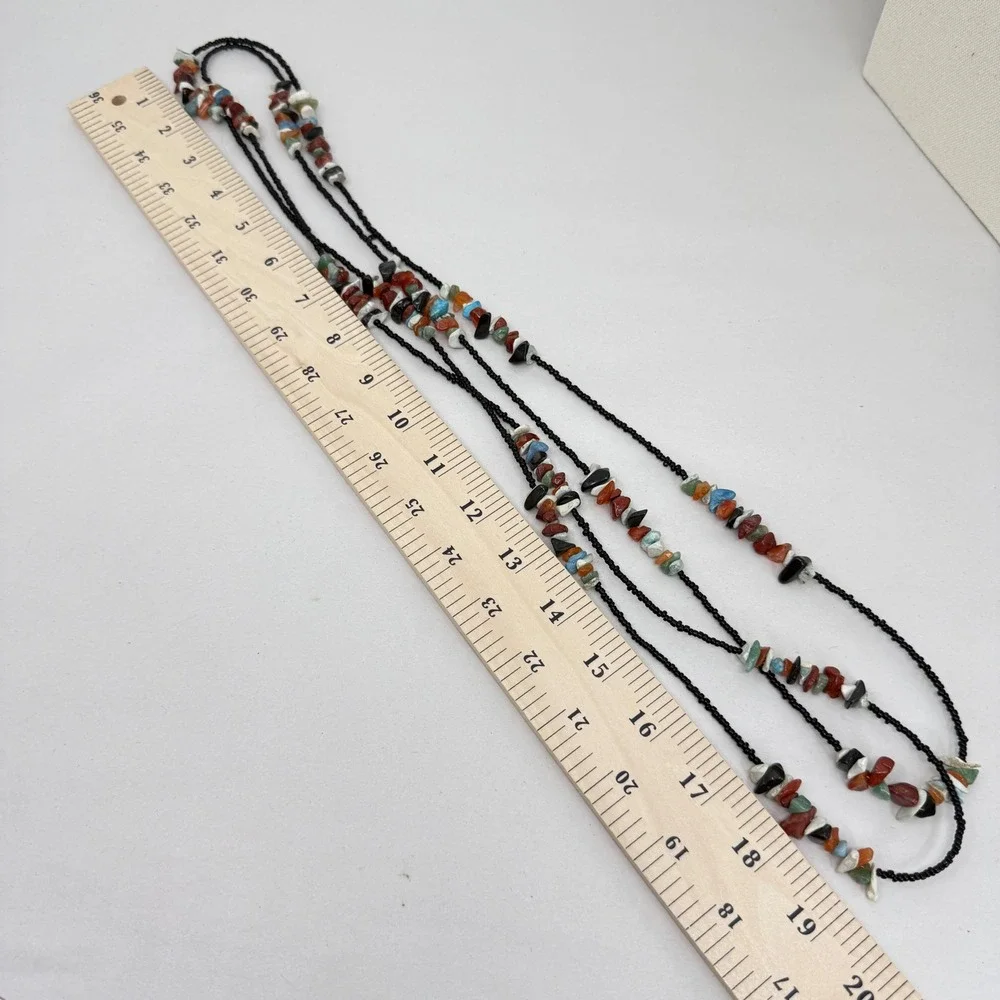 Gemstone Chip Seed‎ Bead Long Necklace Southwest 72